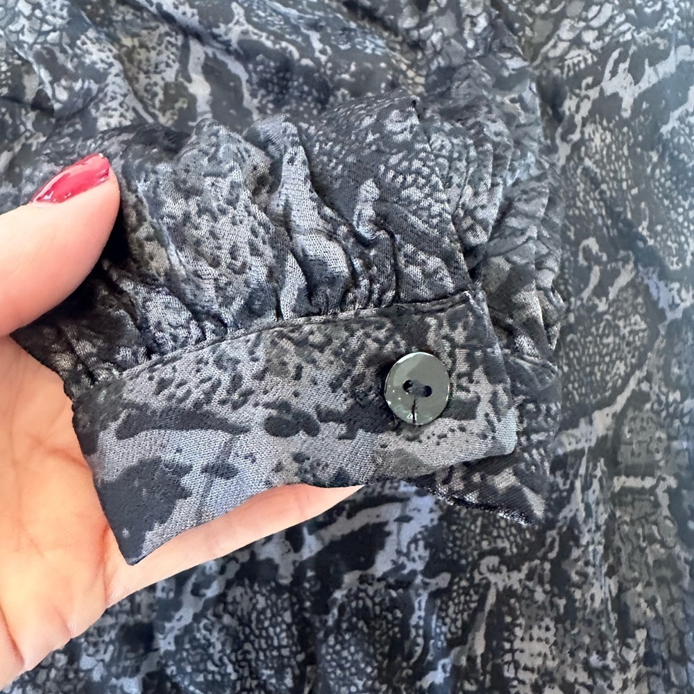 Rails Shiloh Charcoal Snakeskin V-neck Satin Midi Dress - Picture 12 of 15